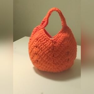 Highlighter orange pumpkin shape crochet bag